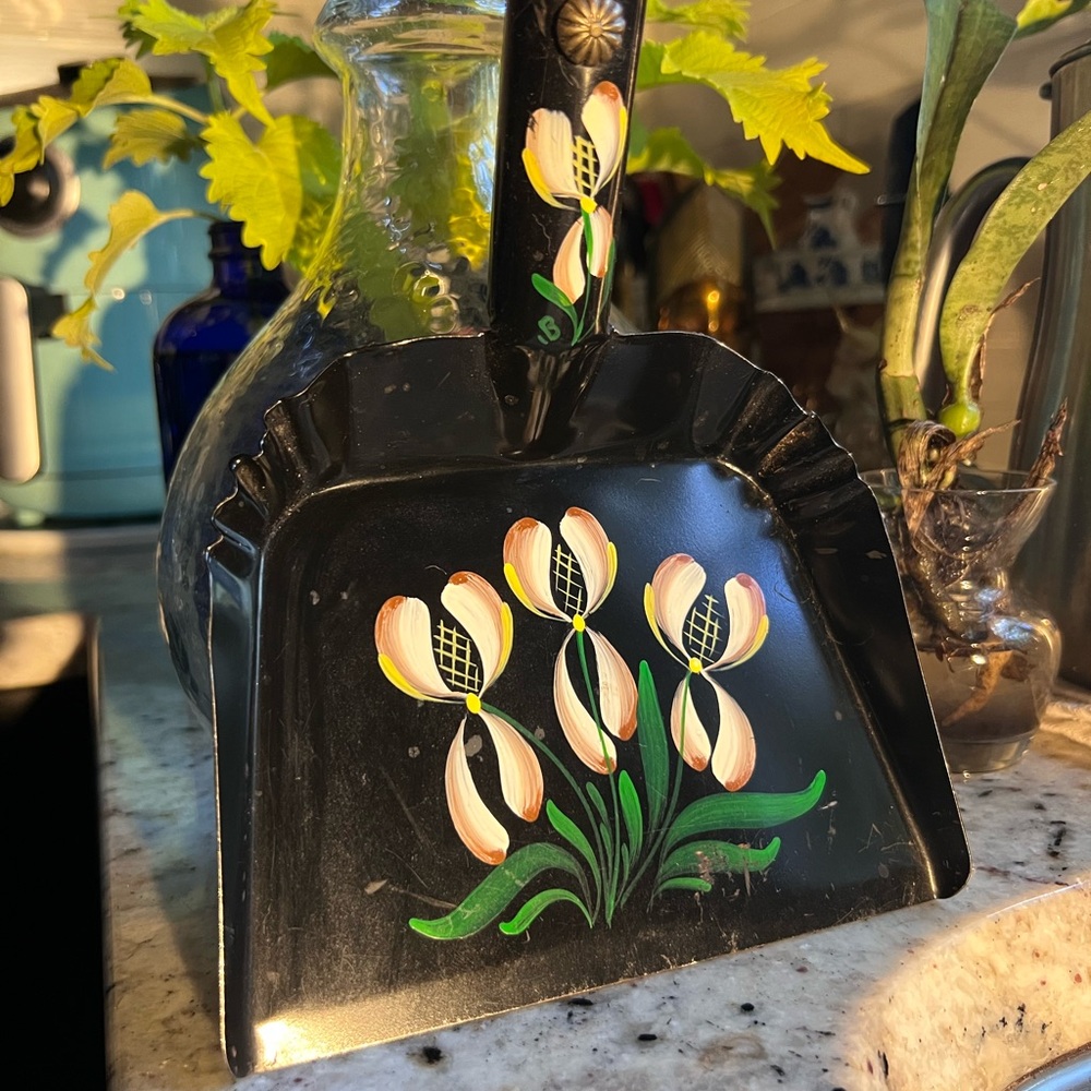 Vintage Floral Hand-Painted Dustpan